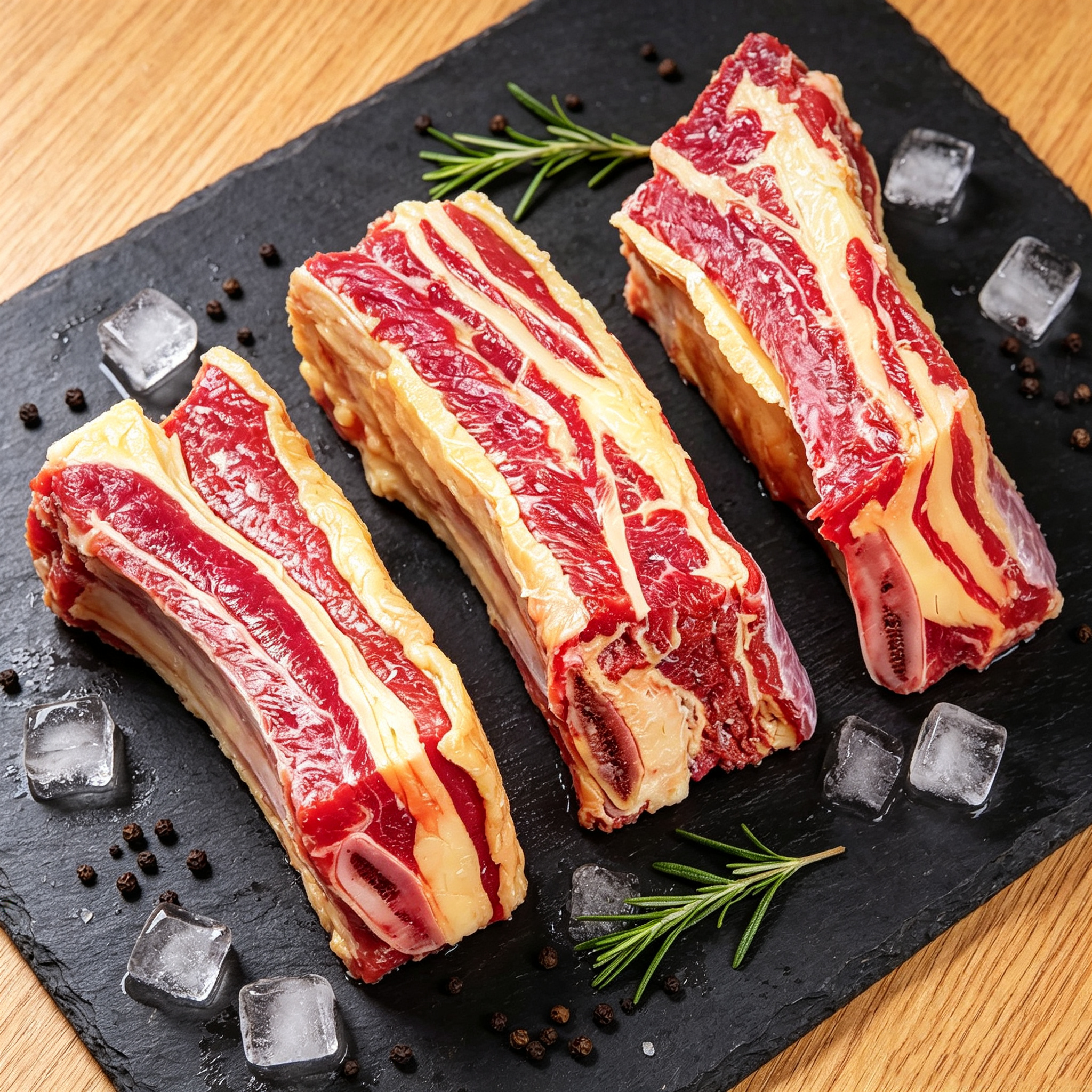 Frozen Raw Bone-in Beef Ribs - Front View