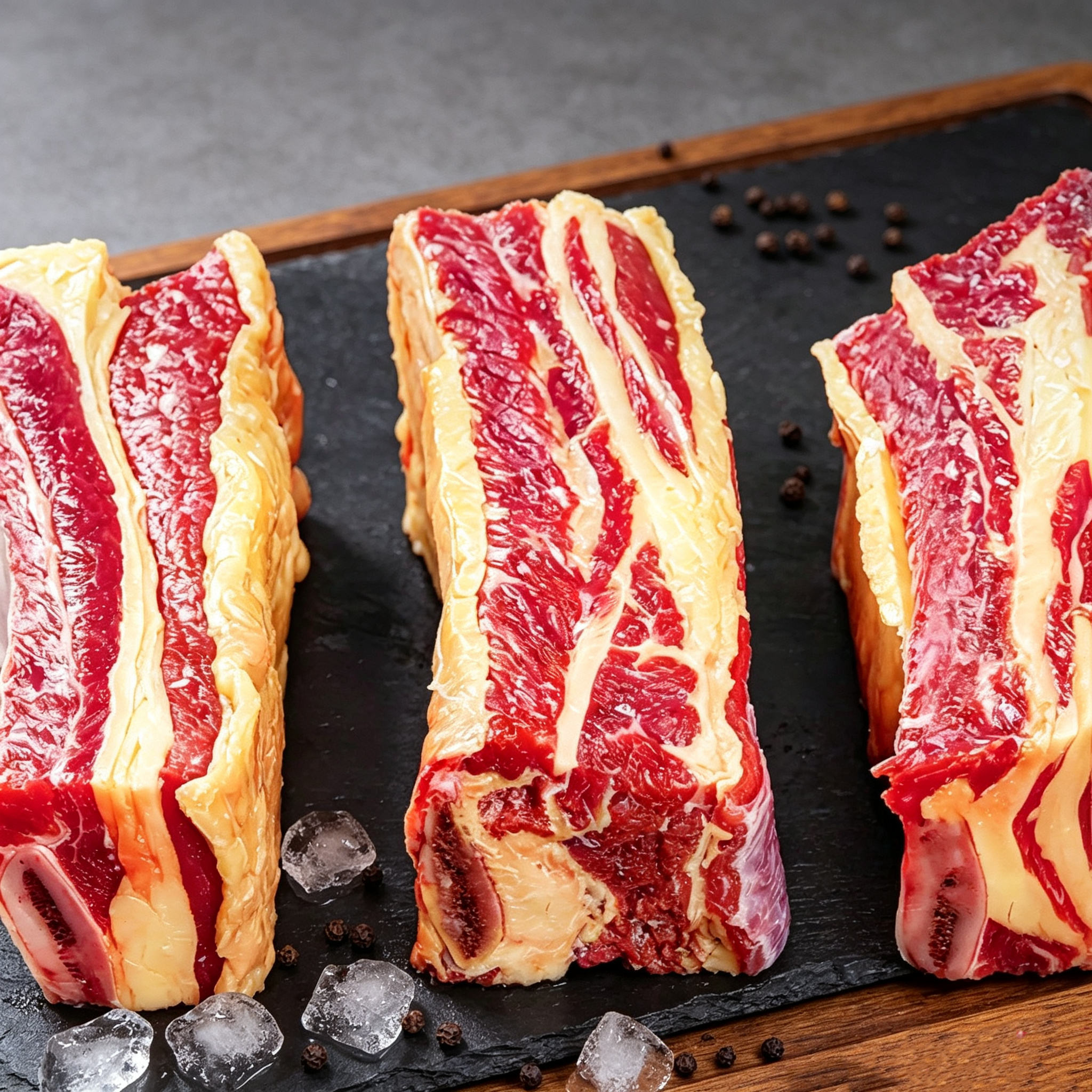 Frozen Raw Bone-in Beef Ribs - Top View
