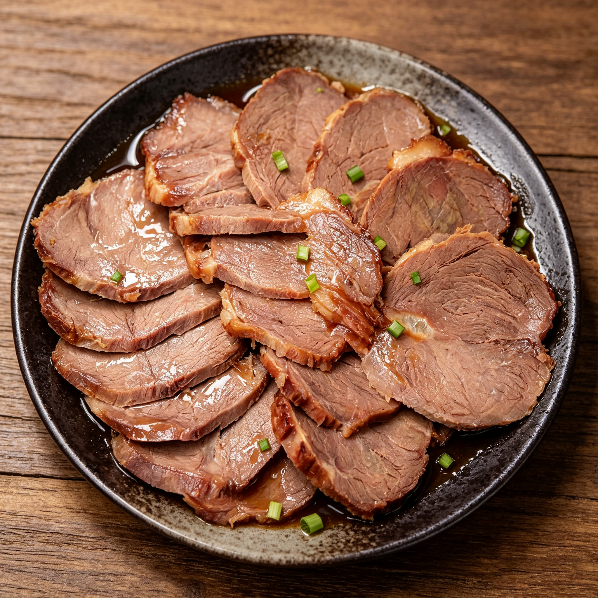 Sliced Braised Beef Shank - Top View