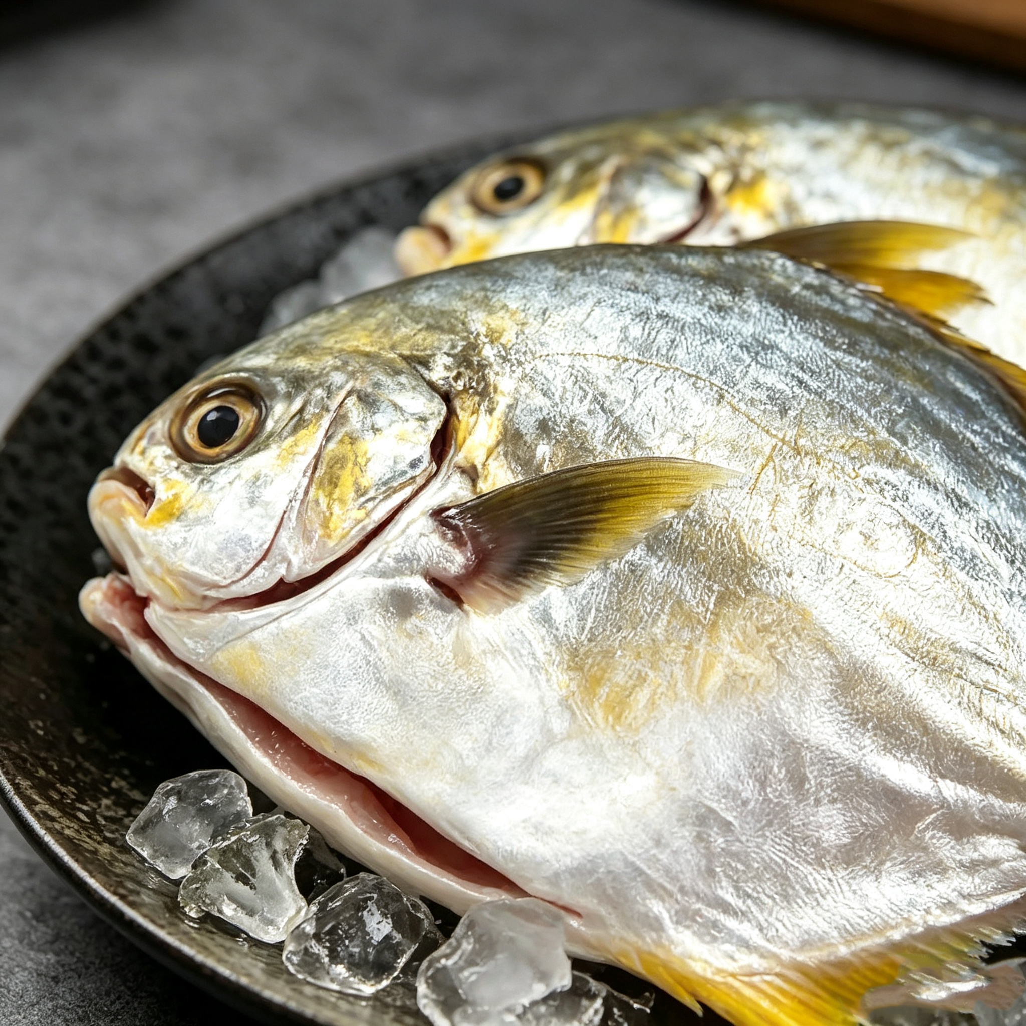Frozen Raw Golden Pomfret - Detail View