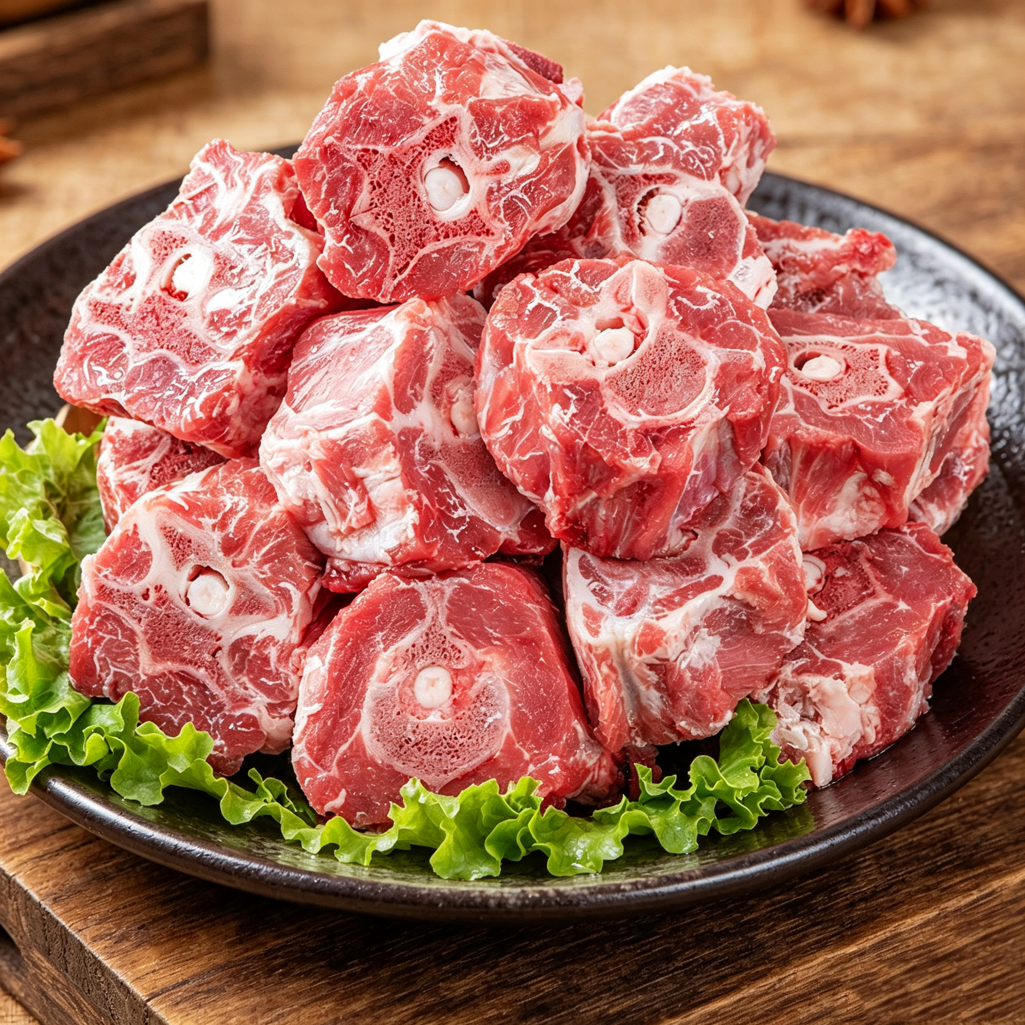Frozen Raw Lamb Spine Chunks - Top View