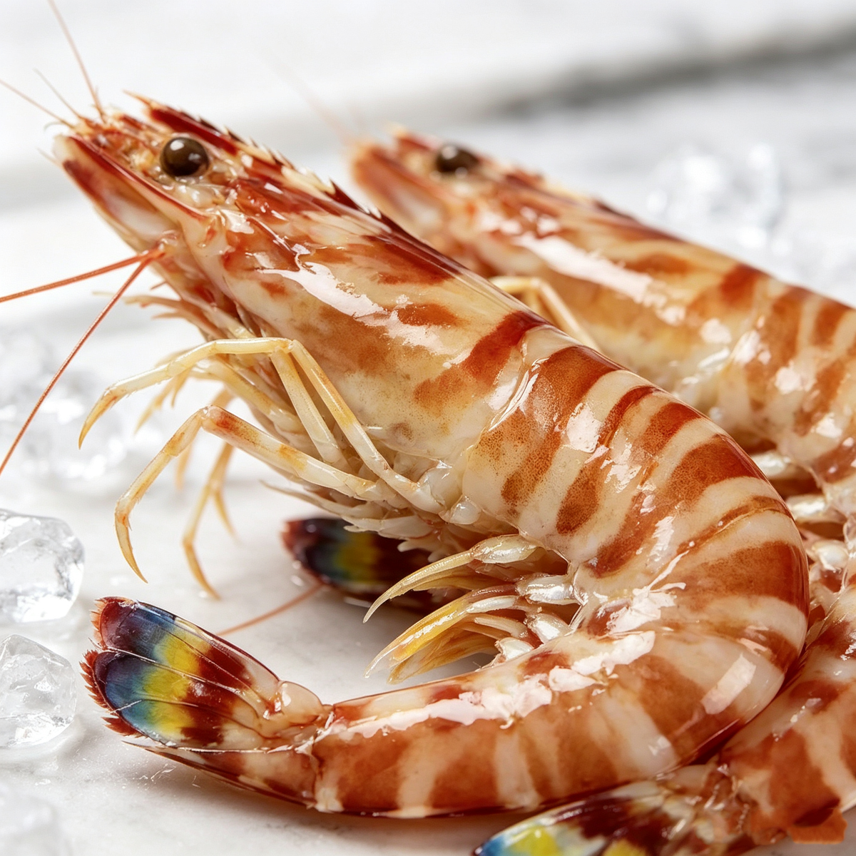 Frozen Raw Patterned Prawns - Top View